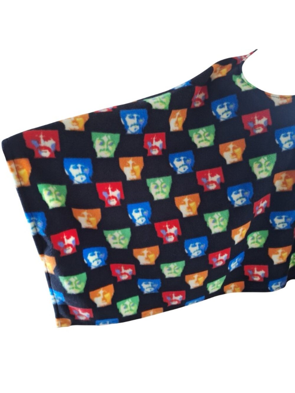 Handmade Beatles Fleece Poncho Retro Pop Art Colorful Medium One Size - Picture 3 of 9